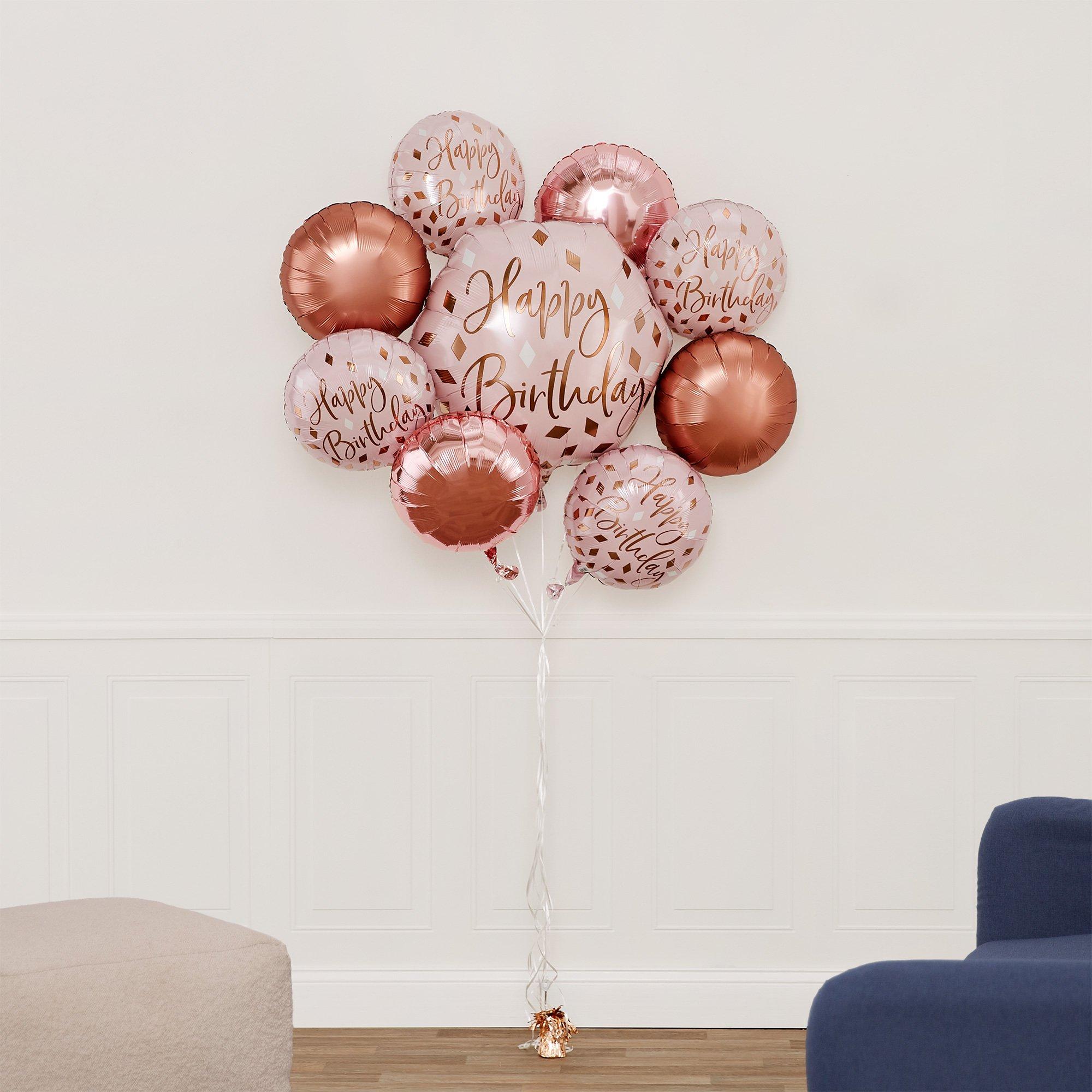 Premium Blush Birthday Foil Balloon Bouquet, 7pc